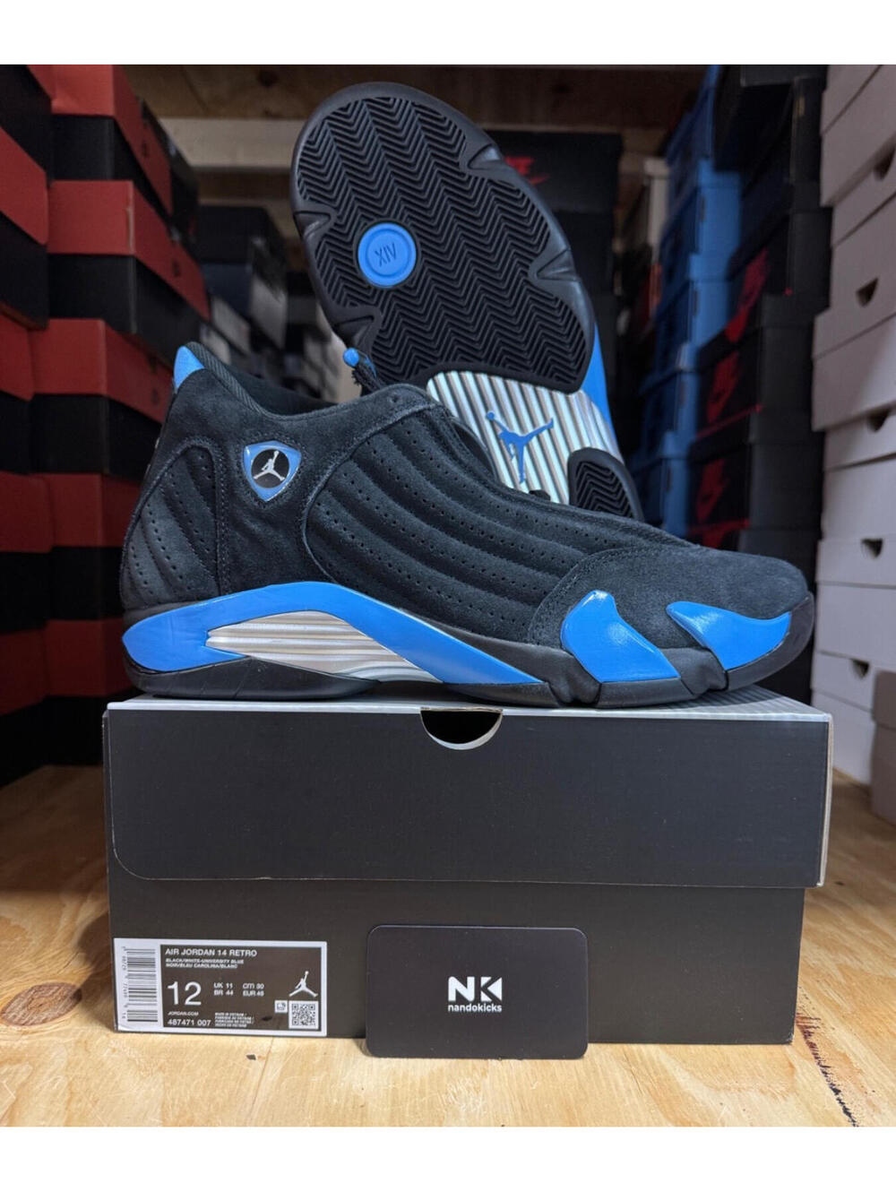 Air Jordan 14 Retro 'Black University Blue' 2026 487471 007 Size 12M